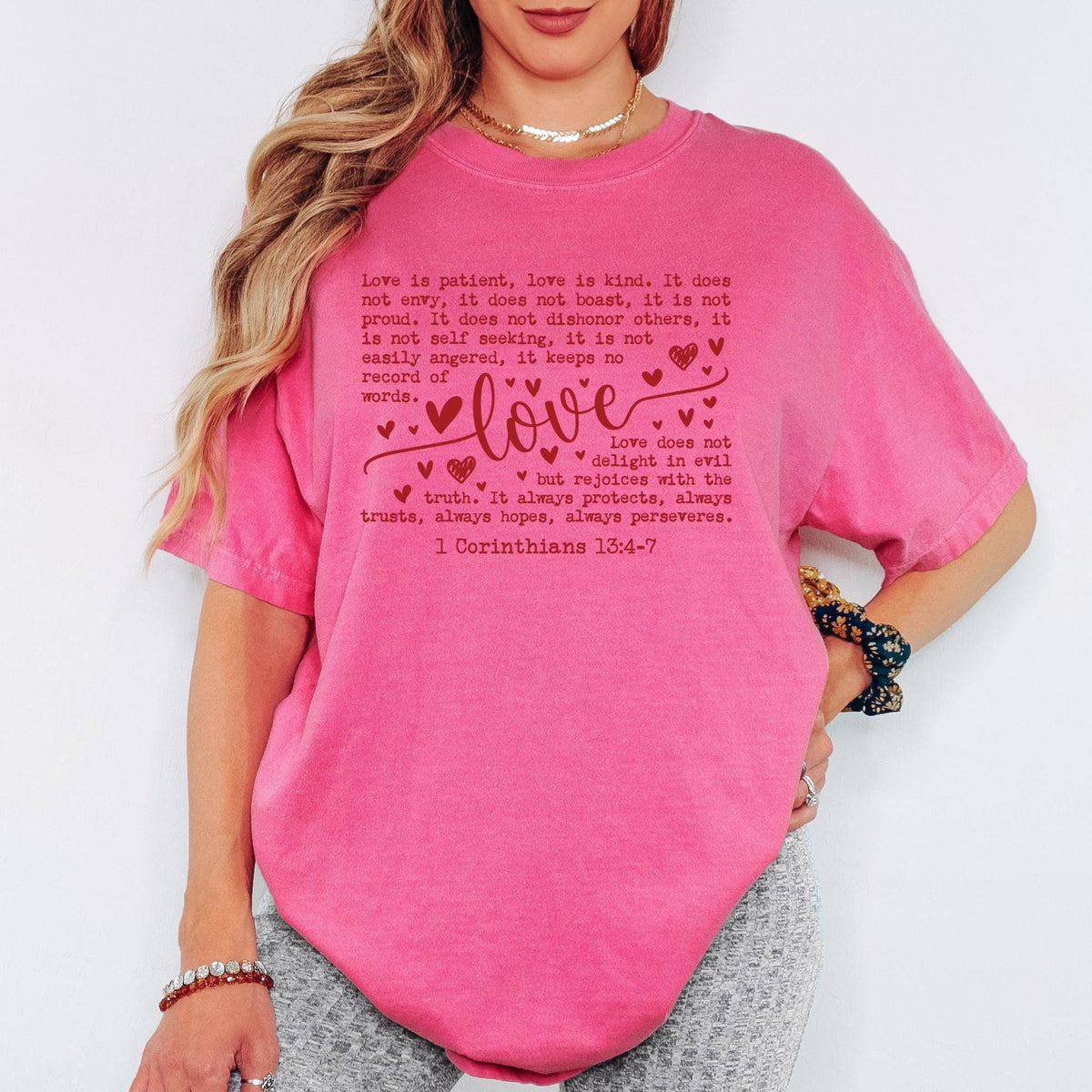 Comfort Colors® Christian Valentine Shirt, Love 1 Corinthians Graphic Tee, Vintage Heart Faith Design, Valentine Gift for Her