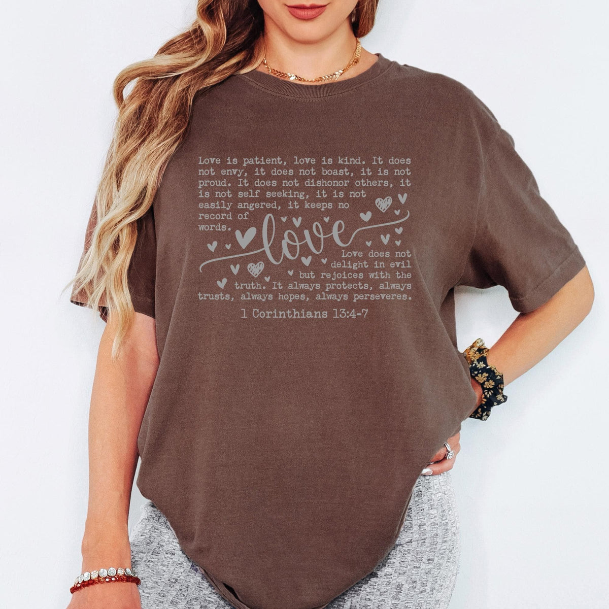 Comfort Colors® Christian Valentine Shirt, Love 1 Corinthians Graphic Tee, Vintage Heart Faith Design, Valentine Gift for Her