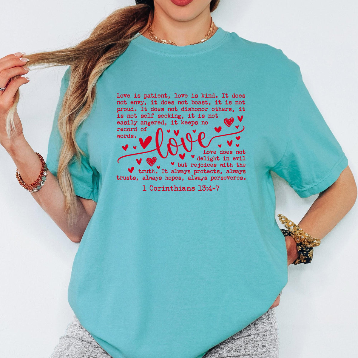 Comfort Colors® Christian Valentine Shirt, Love 1 Corinthians Graphic Tee, Vintage Heart Faith Design, Valentine Gift for Her