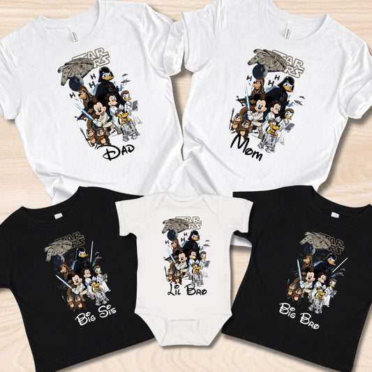 Star Wars Family Matching Shirts, Space Hero Family Tee, Mom Dad Kids Outfit, Matching Family Shirts, Cartoon Space Shirt