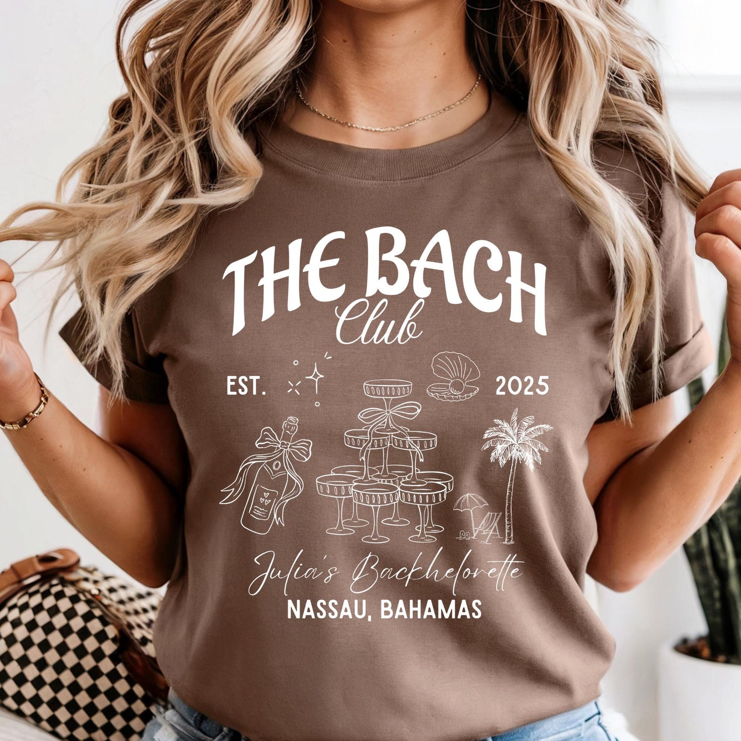 Comfort Colors® The Bach Club Custom Bachelorette Party T-Shirt, Unisex Cotton Long Sleeve Tee