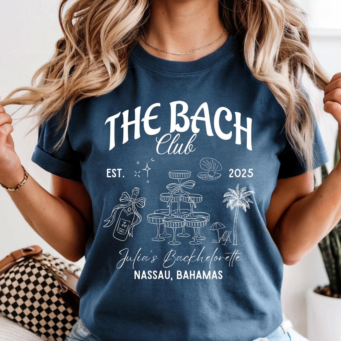 Comfort Colors® The Bach Club Custom Bachelorette Party T-Shirt, Unisex Cotton Long Sleeve Tee