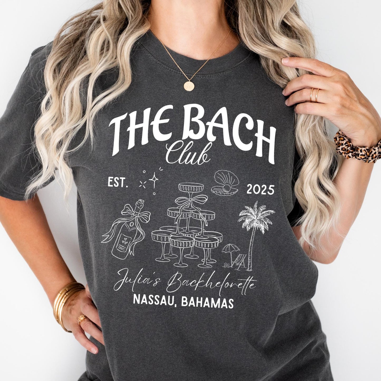 Comfort Colors® The Bach Club Custom Bachelorette Party T-Shirt, Unisex Cotton Long Sleeve Tee