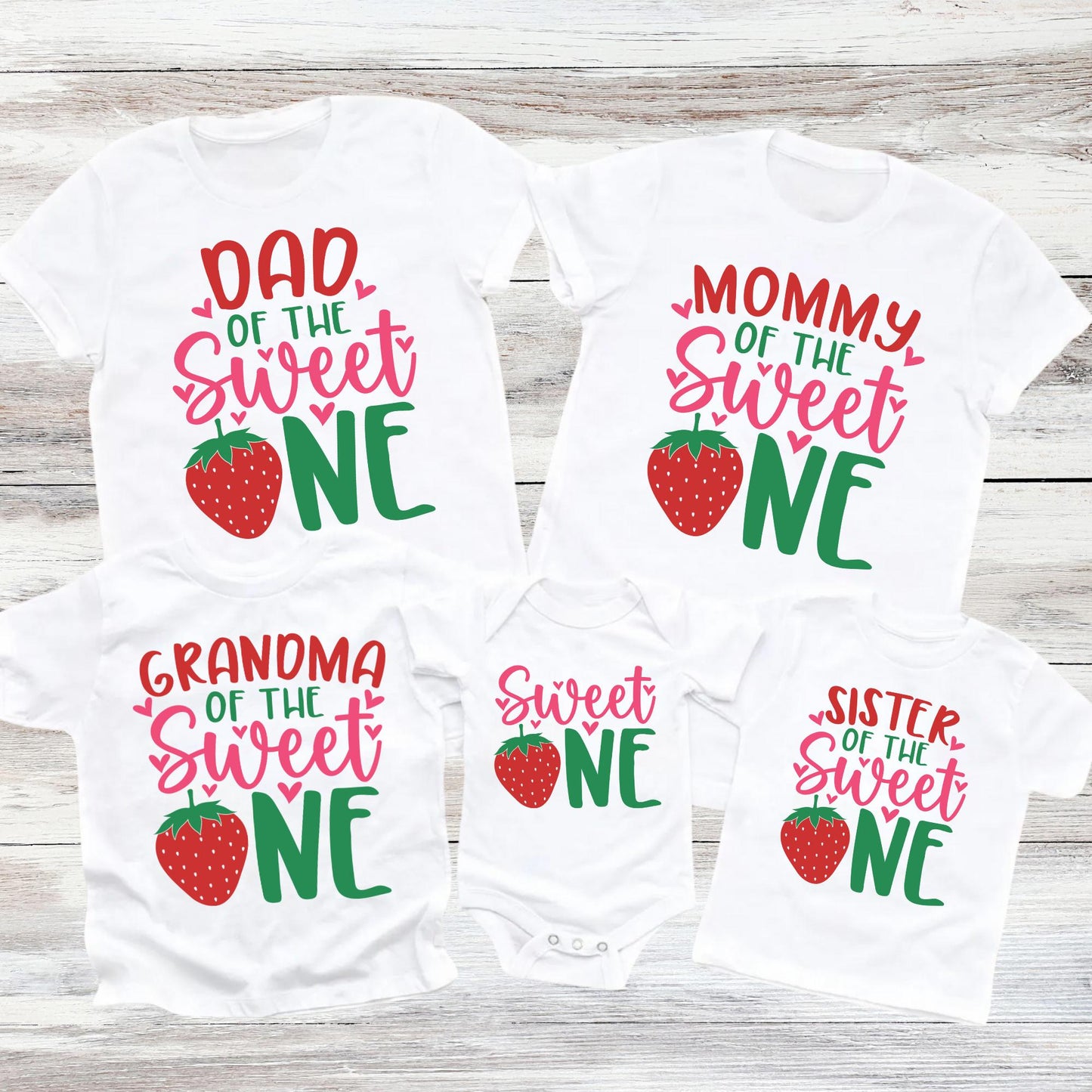 Sweet One Birthday Shirt | Baby Bodysuit, Strawberry Family Matching Birthday Tshirt, Berry 1st Bday Party Tee