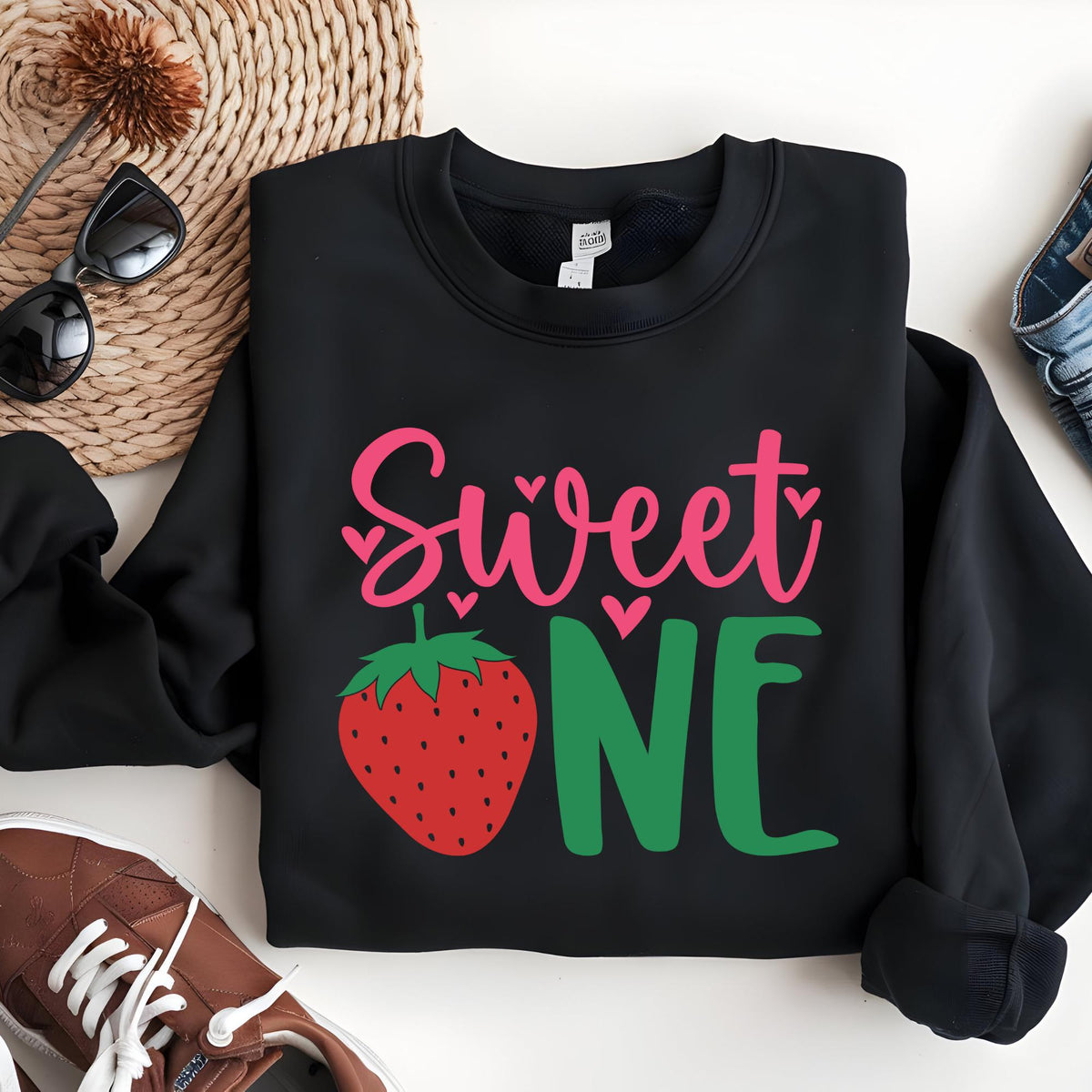 Sweet One Strawberry 1st Birthday Family Sweatshirt Hoodie