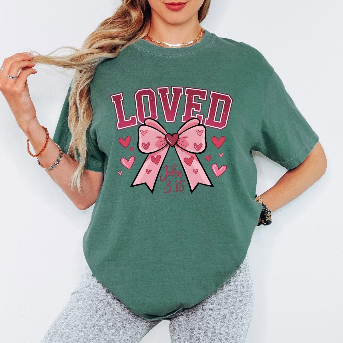 Comfort Colors® Loved John 3:16 Valentine Shirt, Christian Bible Verse Tee