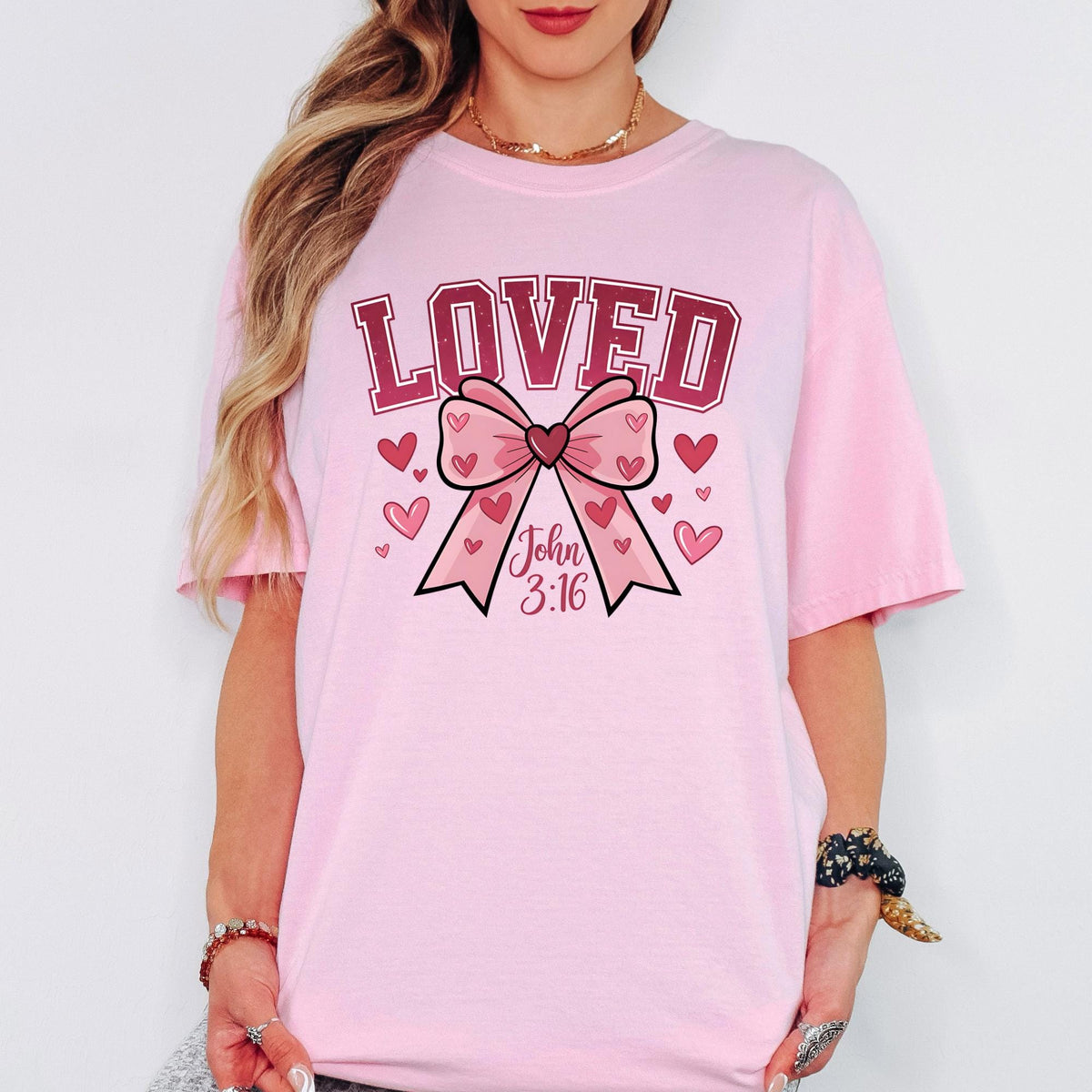 Comfort Colors® Loved John 3:16 Valentine Shirt, Christian Bible Verse Tee