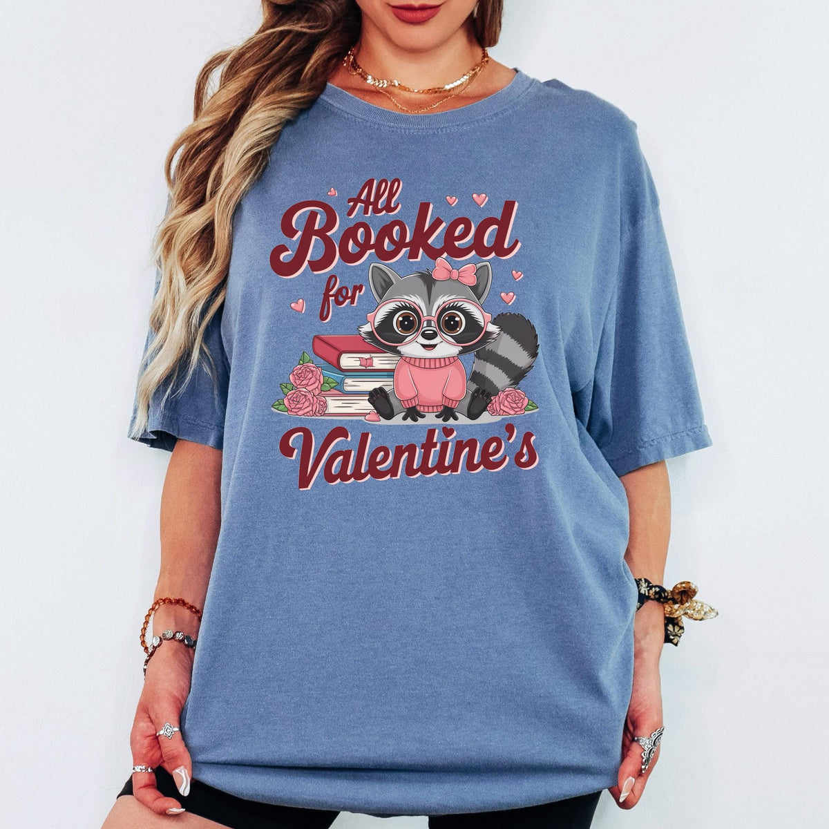 Comfort Colors® Bookish Valentine Shirt, All Booked Floral Book Tee, Teacher Valentine Gift, Cozy Book Lover Graphic T-Shirt