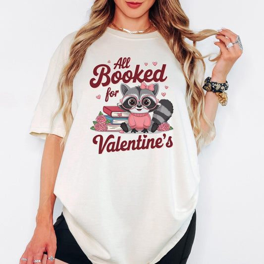 Comfort Colors® Bookish Valentine Shirt, All Booked Floral Book Tee, Teacher Valentine Gift, Cozy Book Lover Graphic T-Shirt