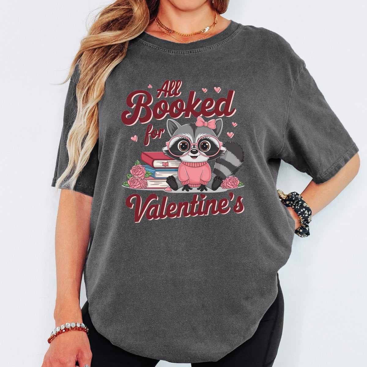 Comfort Colors® Bookish Valentine Shirt, All Booked Floral Book Tee, Teacher Valentine Gift, Cozy Book Lover Graphic T-Shirt