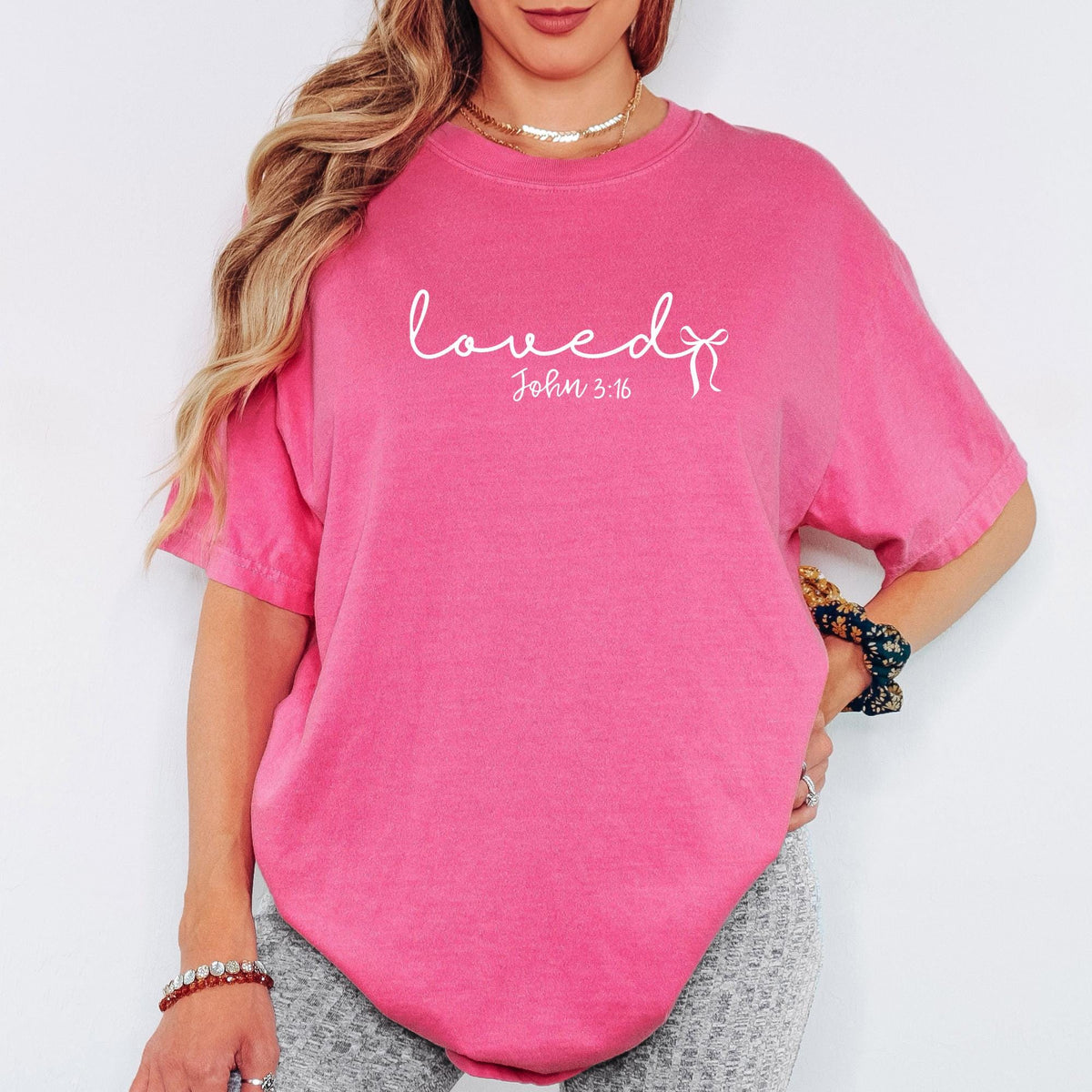 Comfort Colors® Loved John 3:16 Shirt, Christian Valentine Faith Tee, Bible Verse Graphic T-Shirt, Meaningful Gift for Her