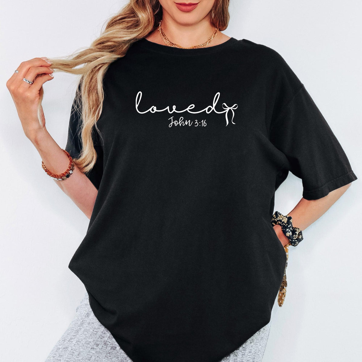 Comfort Colors® Loved John 3:16 Shirt, Christian Valentine Faith Tee, Bible Verse Graphic T-Shirt, Meaningful Gift for Her