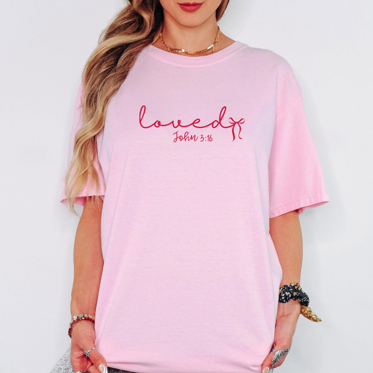 Comfort Colors® Loved John 3:16 Shirt, Christian Valentine Faith Tee, Bible Verse Graphic T-Shirt, Meaningful Gift for Her
