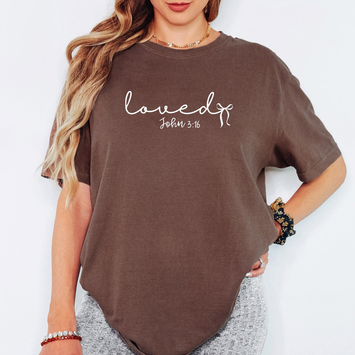 Comfort Colors® Loved John 3:16 Shirt, Christian Valentine Faith Tee, Bible Verse Graphic T-Shirt, Meaningful Gift for Her