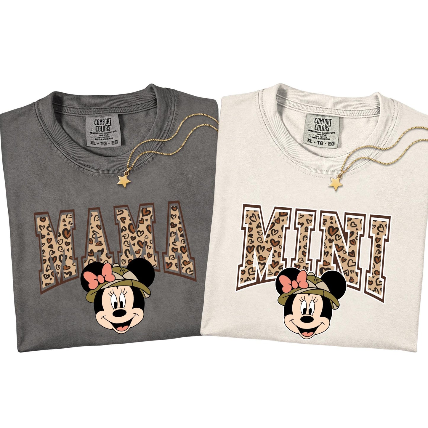 Comfort Colors® Mama Mini Matching Shirt, Leopard Minnie Tee, Disney Vacation Long Sleeve Tshirt