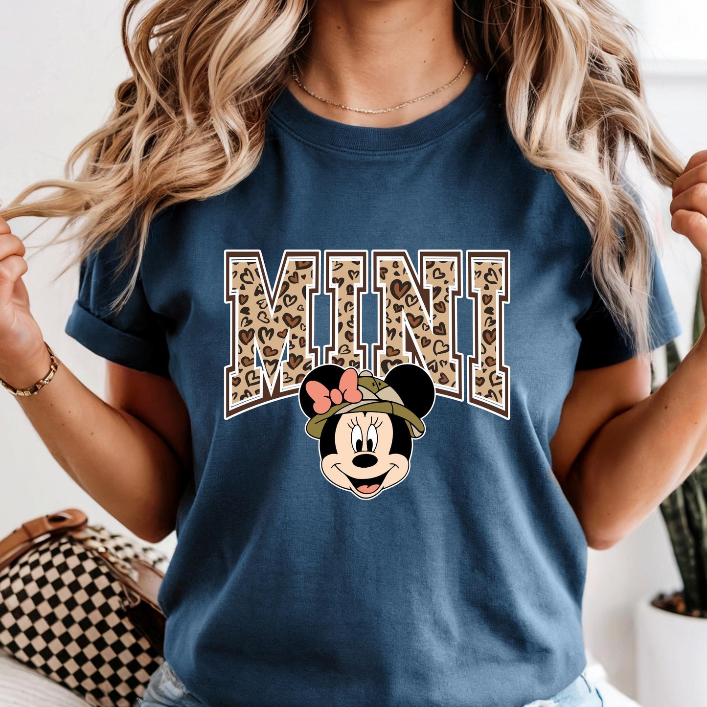 Comfort Colors® Mama Mini Matching Shirt, Leopard Minnie Tee, Disney Vacation Long Sleeve Tshirt