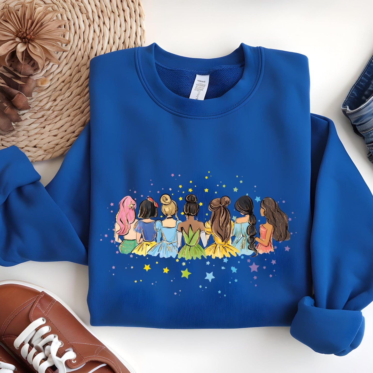 Watercolor Disney All Princess Sweatshirt, Disney Trip Hoodie, Disneyworld Princess Sweat Gift