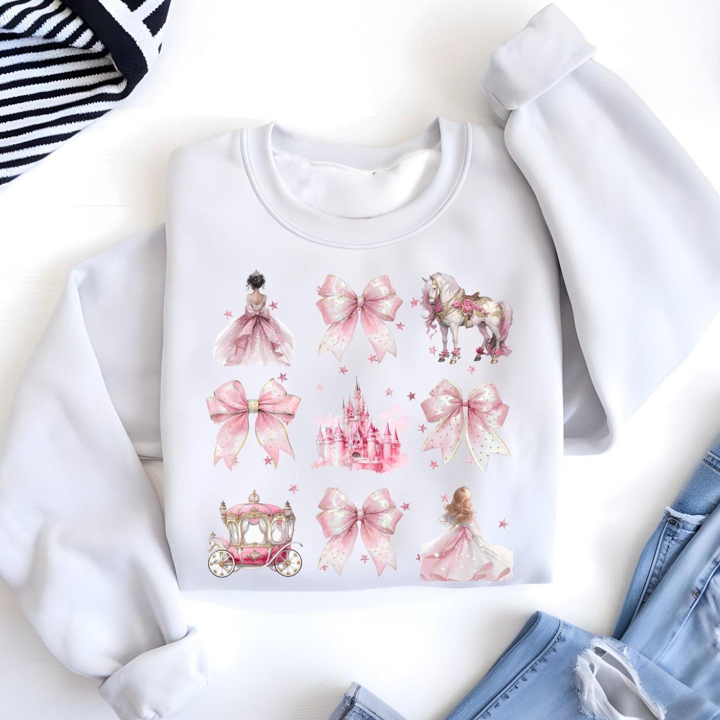 Disney Cinderella Watercolor Coquette Bow Sweatshirt, Cinderella Princess Sweat, Magic Kingdom Disneyland Birthday Hoodie