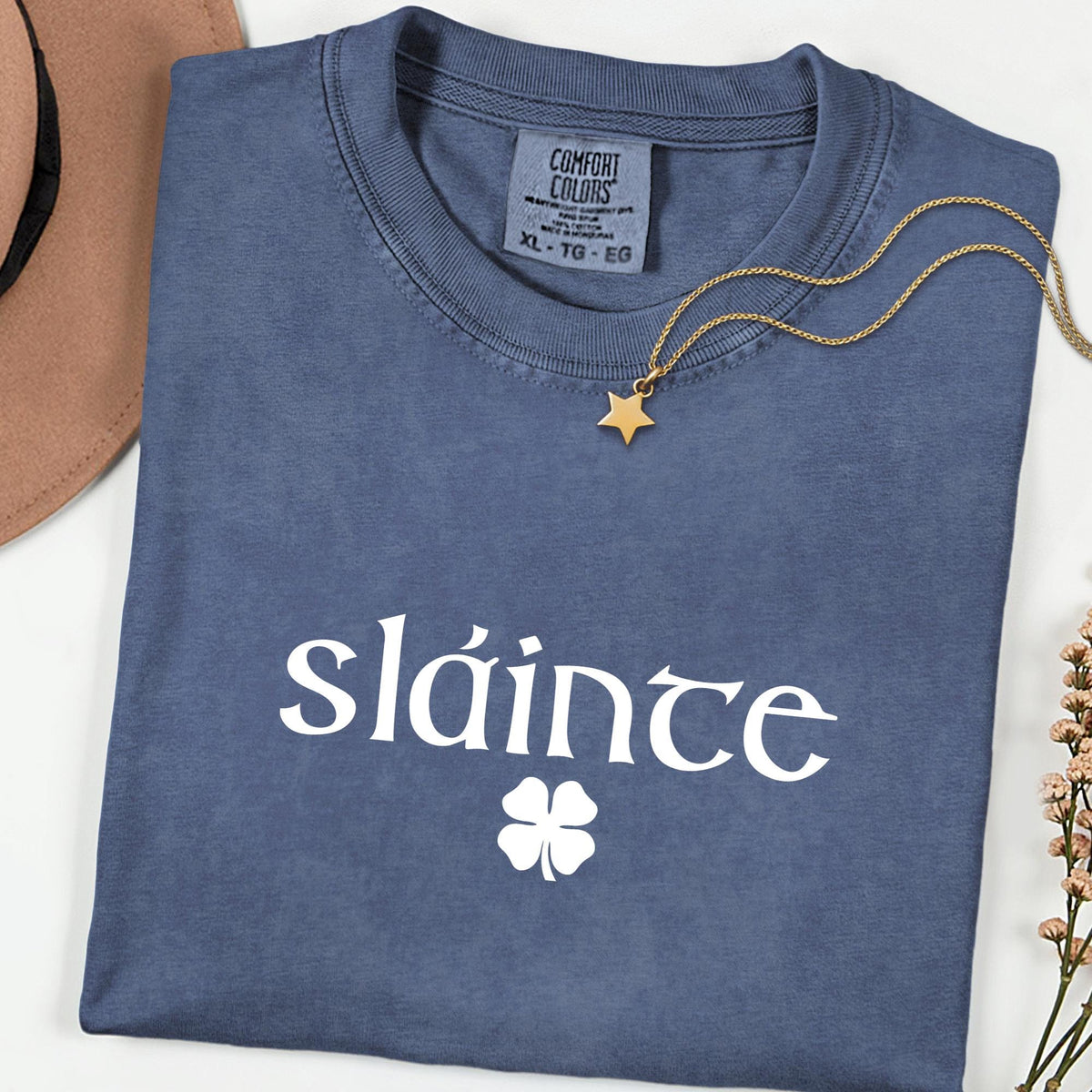 Comfort Colors® Retro Sláinte Graphic Tee, Women’s St. Patrick’s Day Shirt, Lucky Clover Irish Design, Fun Paddy’s Day Gift