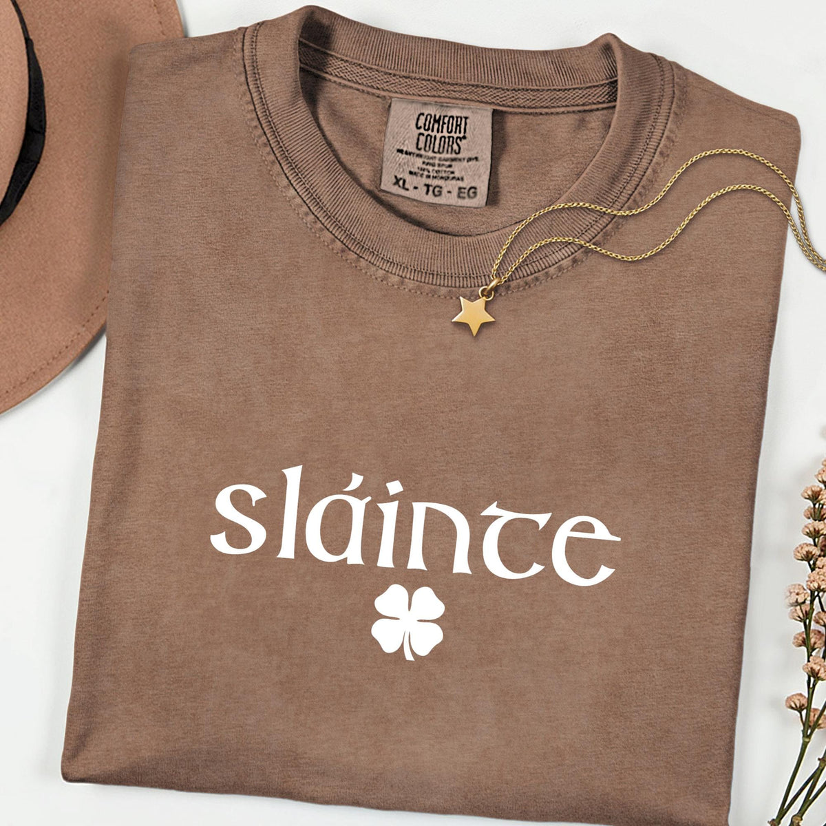 Comfort Colors® Retro Sláinte Graphic Tee, Women’s St. Patrick’s Day Shirt, Lucky Clover Irish Design, Fun Paddy’s Day Gift