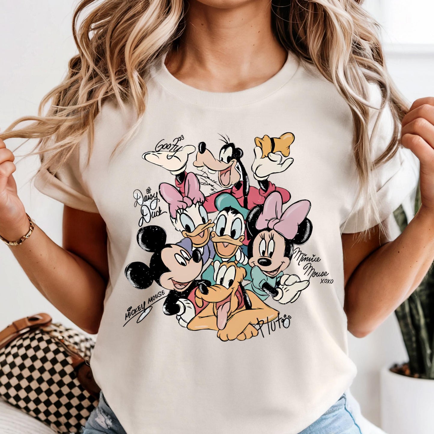 Comfort Colors® Mickey and Friends Signatures Shirt, Disney Characters Tee, Retro Mickey & Co Tshirt