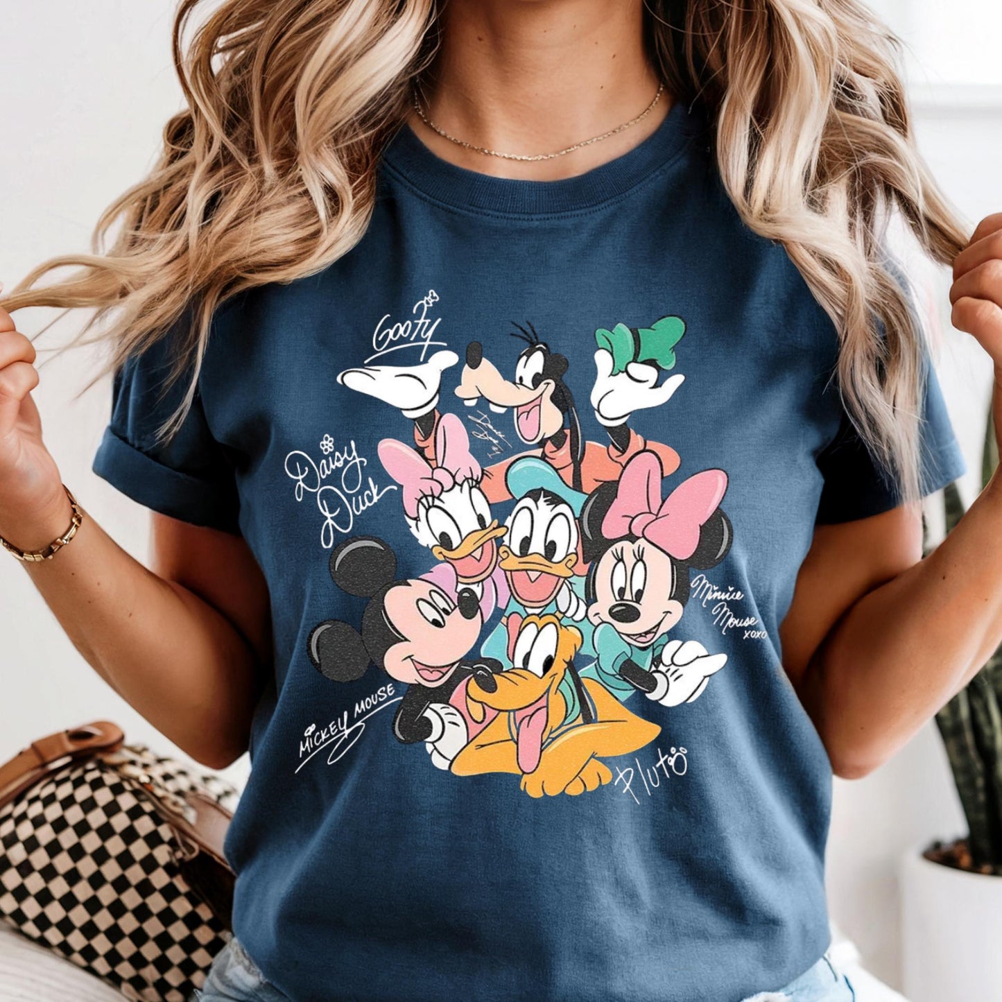 Comfort Colors® Mickey and Friends Signatures Shirt, Disney Characters Tee, Retro Mickey & Co Tshirt