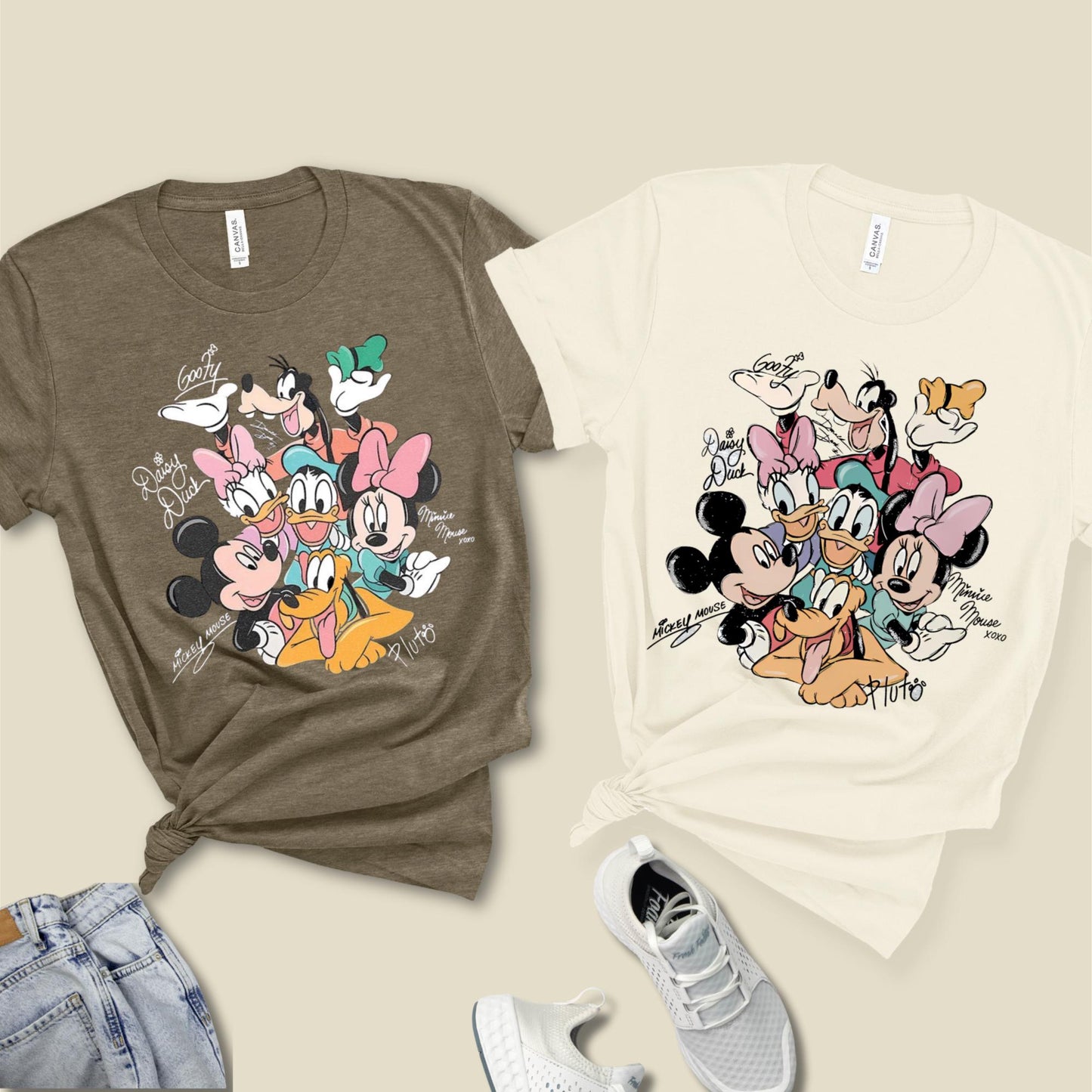 Retro Mickey and Friends Signatures Shirt, Magical Shirt, Disney Characters Tee, Disney Mouse Head Tee, Mickey & Co Gift, Disney Tee