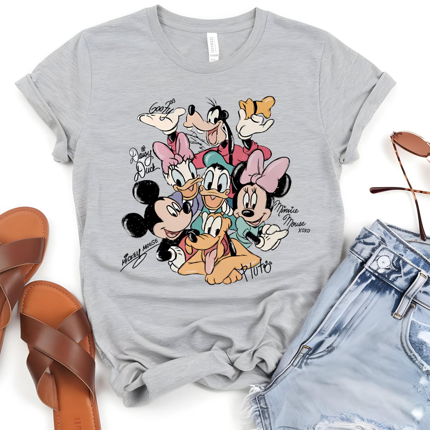 Retro Mickey and Friends Signatures Shirt, Magical Shirt, Disney Characters Tee, Disney Mouse Head Tee, Mickey & Co Gift, Disney Tee