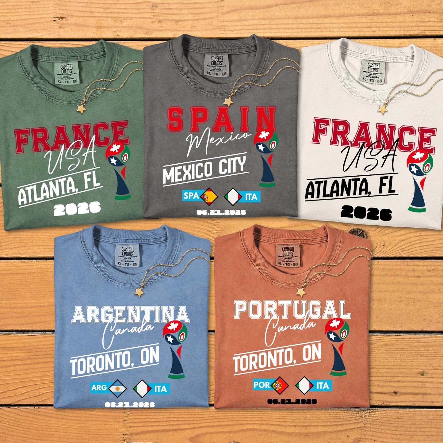 Comfort Colors® Custom World Cup 2026 Shirt, Personalized United States Canada Mexico Long Sleeve Shirts