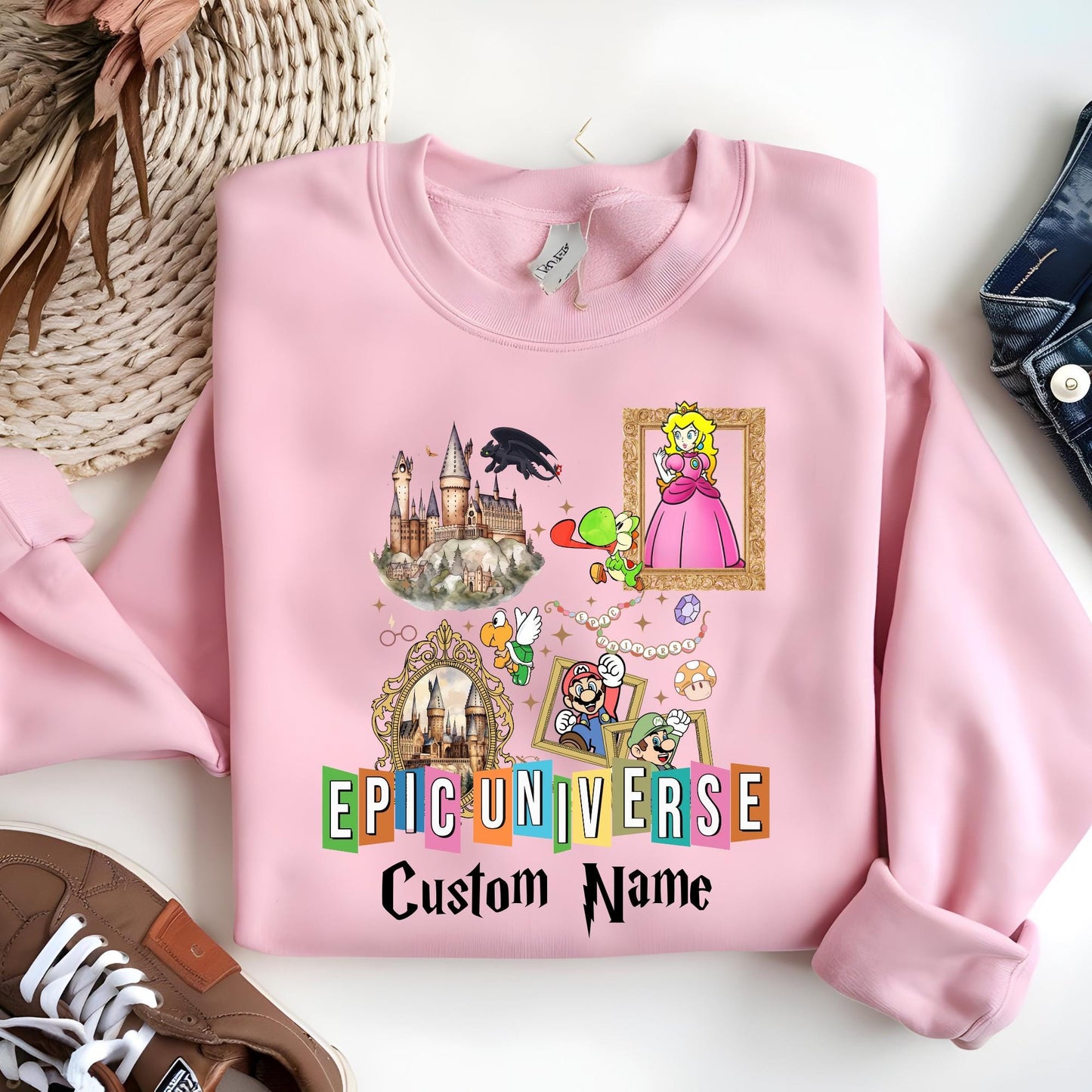 Custom Epic Universe Family Trip Sweatshirt, Matching Mario Sweat, Family Matching Hoodie Birthday Gift