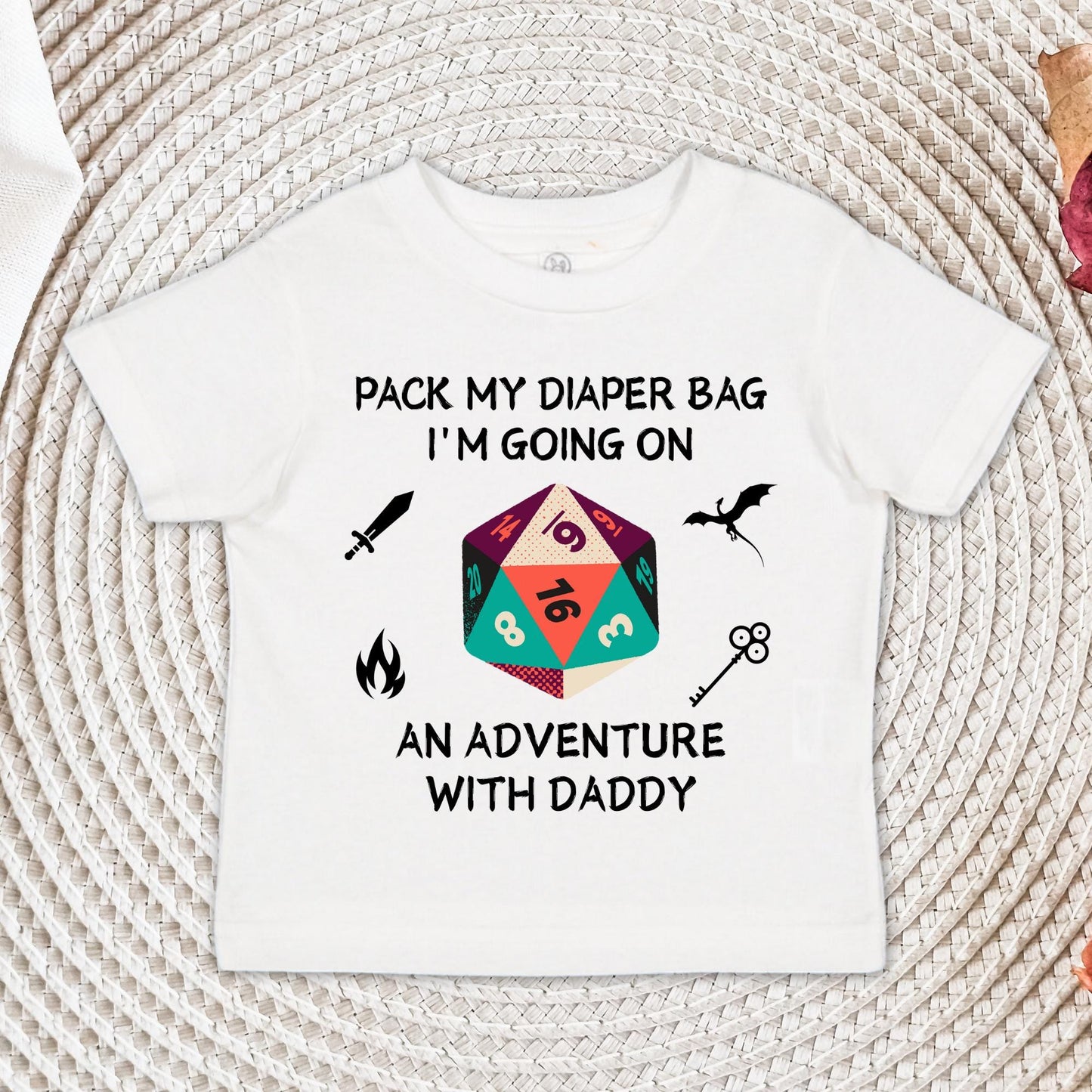 DND Baby Onesie® – Pack My Diaper Bag I’m Going on an Adventure With Daddy, Gamer Baby Gift, Dungeons & Dragons Bodysuit