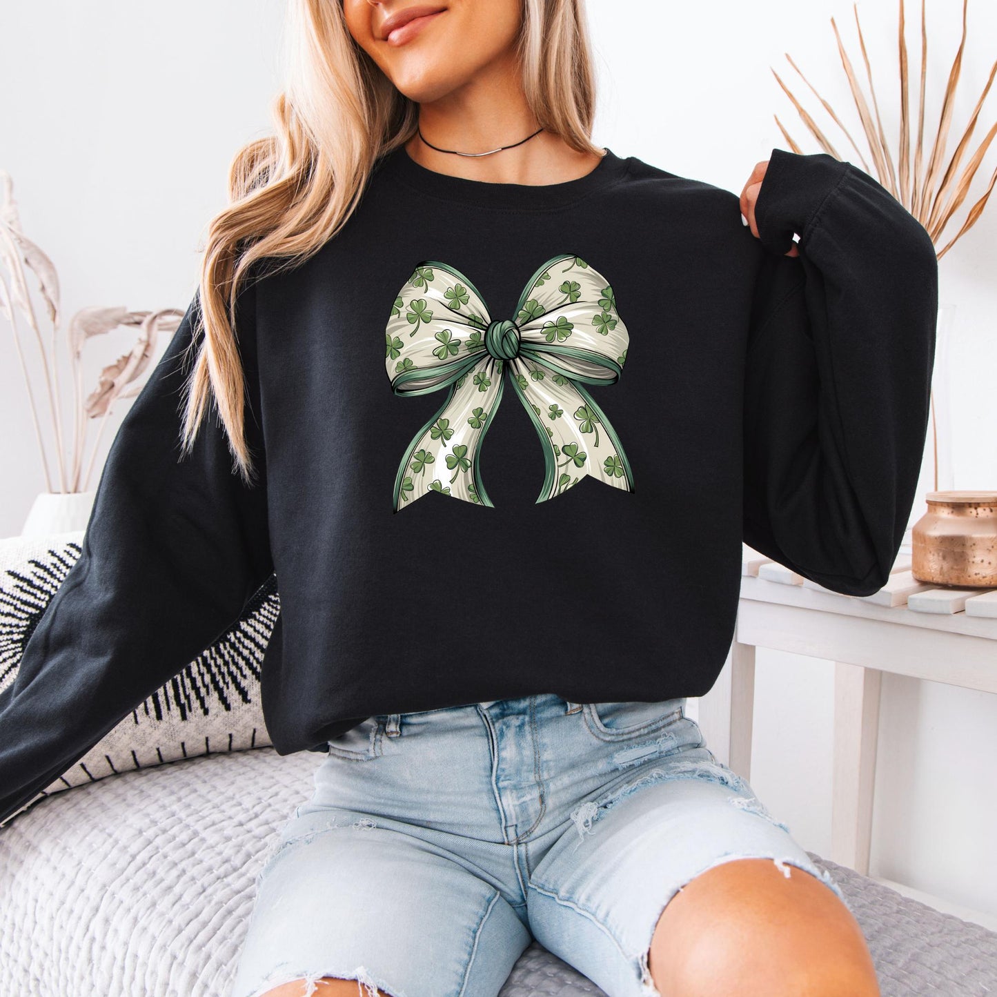 St Patrick’s Coquette Sweatshirt, Lucky Shamrock Clover Sweatshirt, Shenanigans St Paddy’s Day Hoodie, Cute Irish Bow Style Top