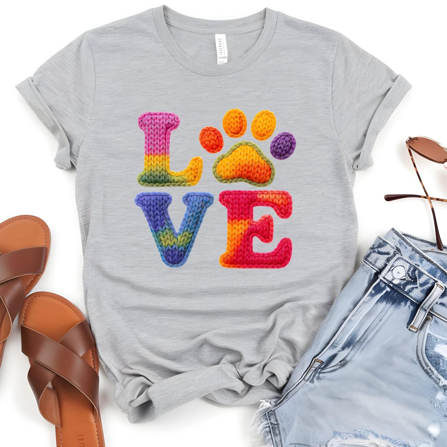 Personalized Faux Yarn Love Shirt Valentines Day Gift - Pet Lovers Knitting Tshirt Gifts For Her