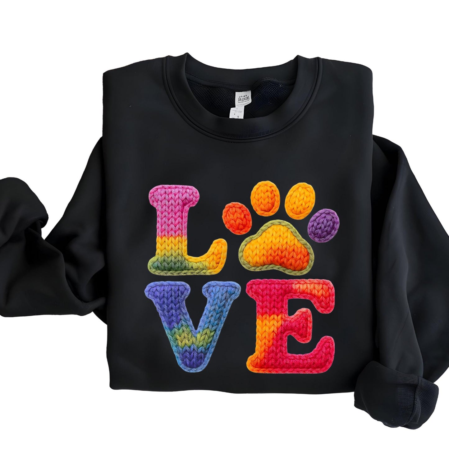 Custom Faux Yarn Love Sweatshirt Valentines Day Gift - Pet Lovers Knitting Hoodie Gifts For Her