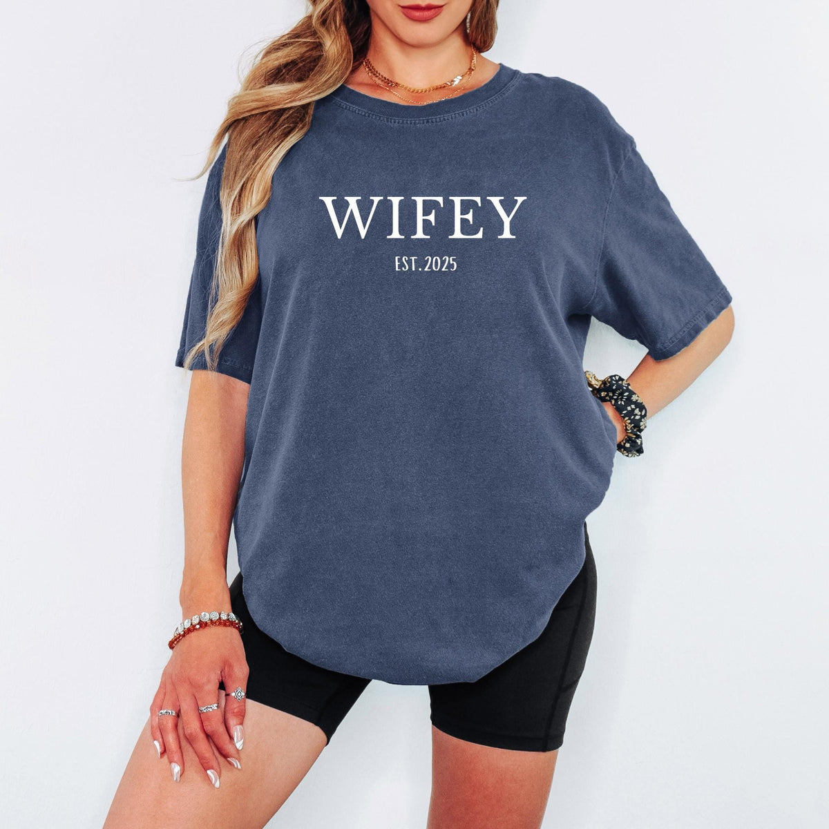 Personalized Comfort Colors® Wifey Tee, Bride To Be Shirt, Custom Couple Wedding Outfit, Engagement Gift, Bridal Shower Tee
