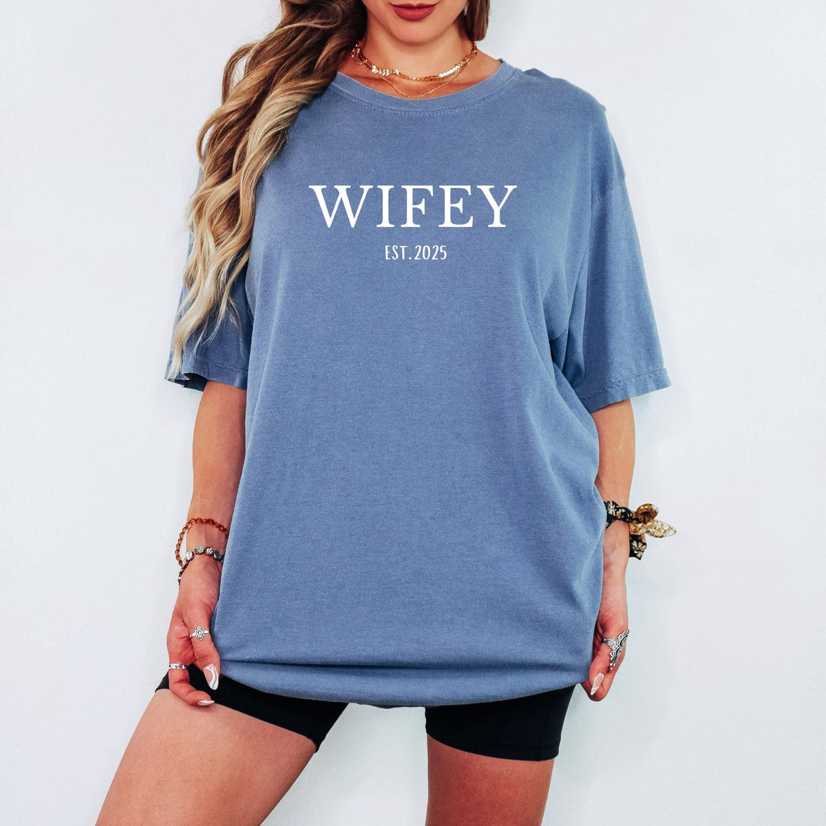 Personalized Comfort Colors® Wifey Tee, Bride To Be Shirt, Custom Couple Wedding Outfit, Engagement Gift, Bridal Shower Tee