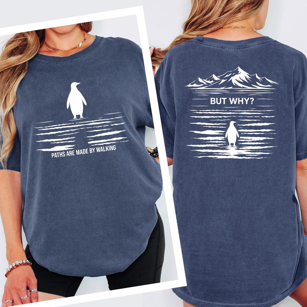 Paths Are Made By Walking Shirt, But Why Penguin Meme Tee, Comfort Colors® Nihilist Hiking Graphic, Funny Outdoor Top