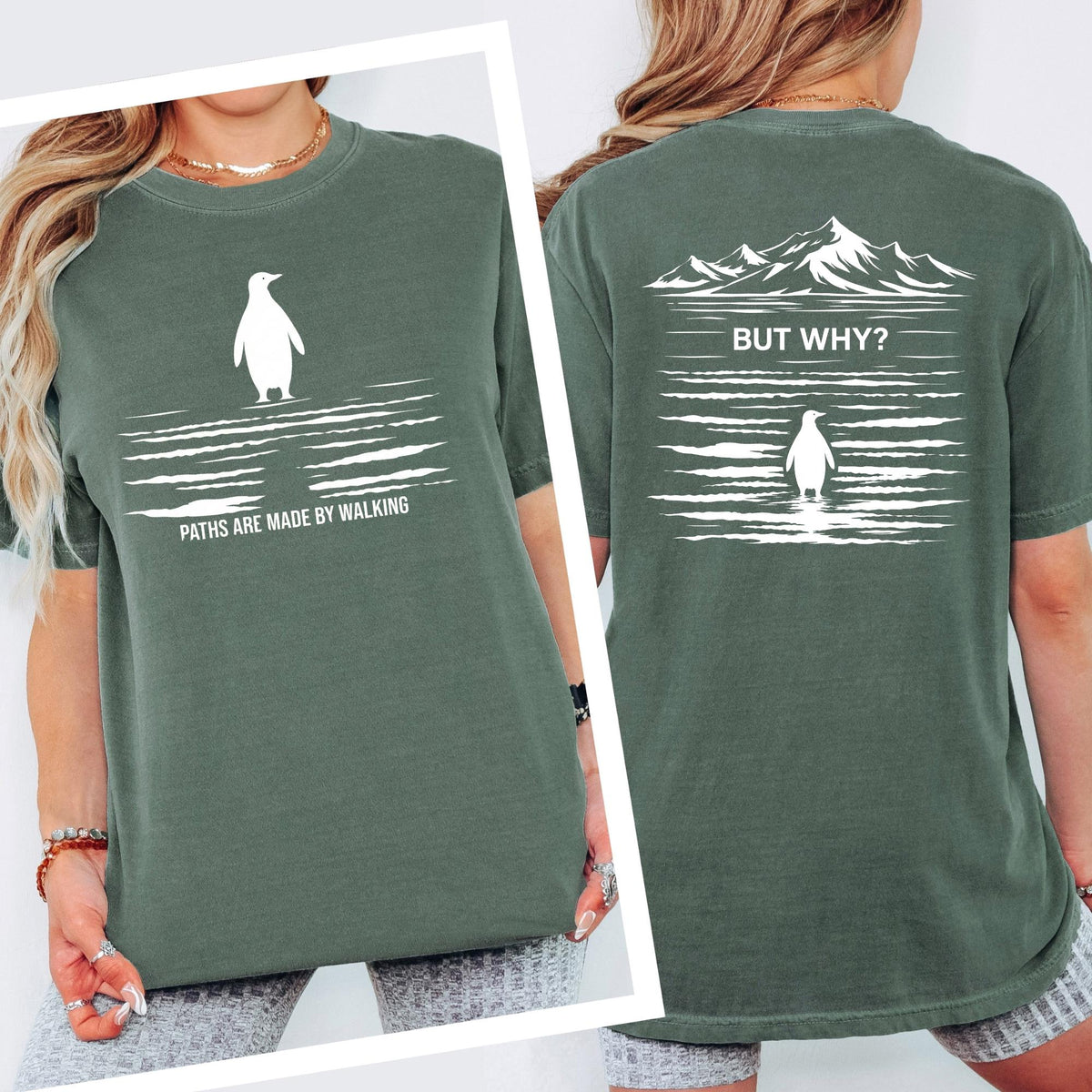 Paths Are Made By Walking Shirt, But Why Penguin Meme Tee, Comfort Colors® Nihilist Hiking Graphic, Funny Outdoor Top