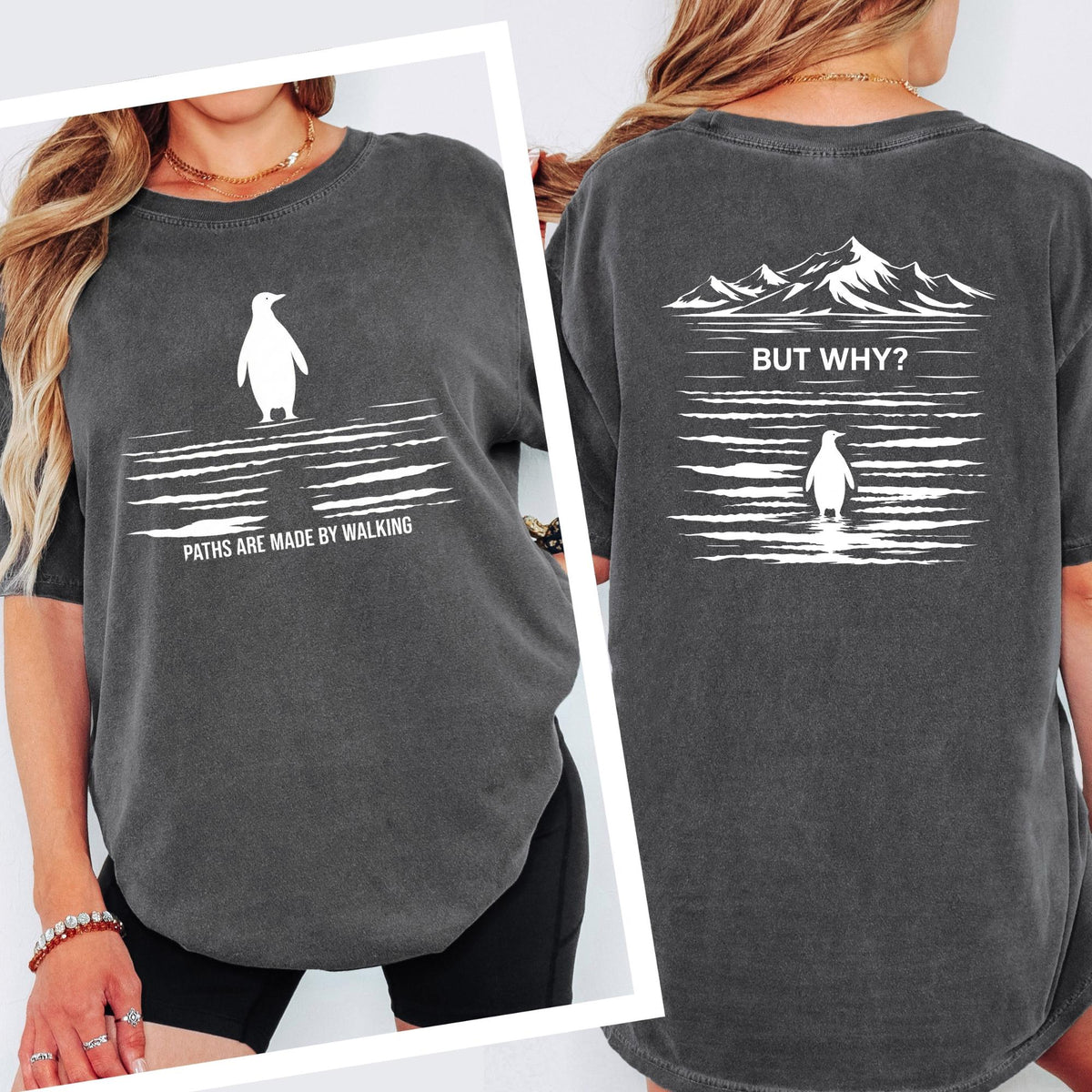 Paths Are Made By Walking Shirt, But Why Penguin Meme Tee, Comfort Colors® Nihilist Hiking Graphic, Funny Outdoor Top