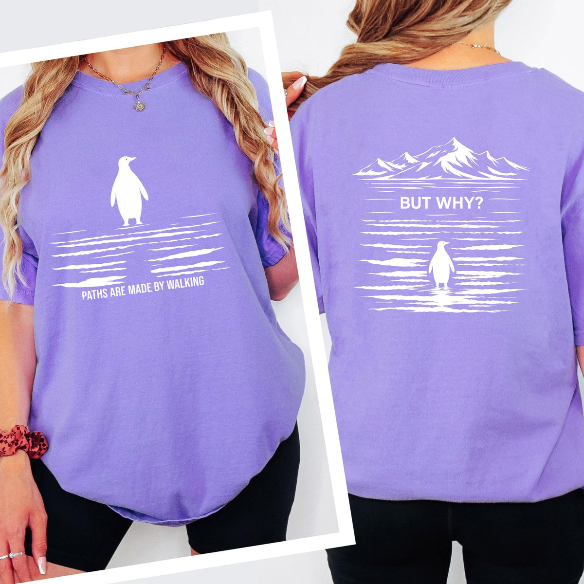 Paths Are Made By Walking Shirt, But Why Penguin Meme Tee, Comfort Colors® Nihilist Hiking Graphic, Funny Outdoor Top