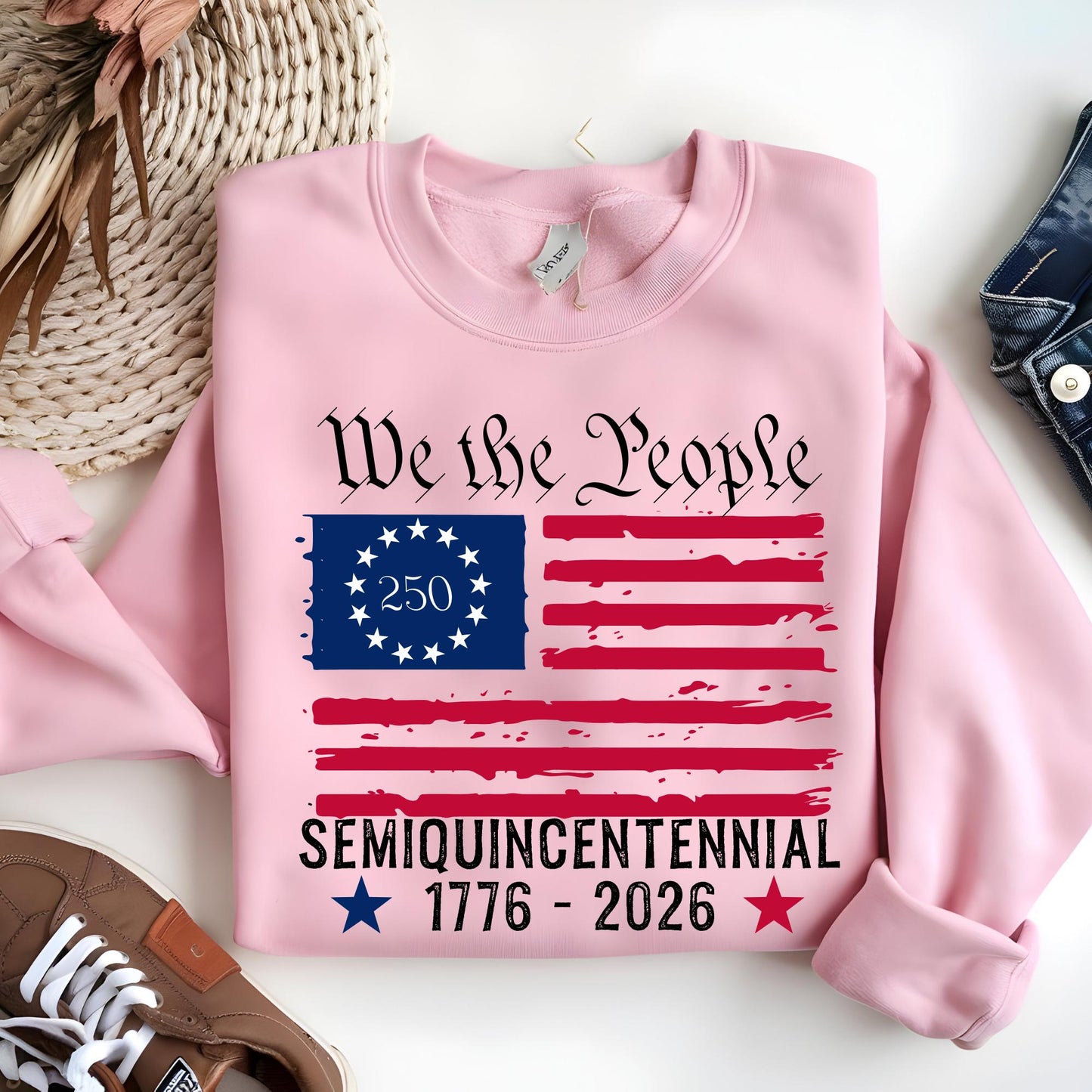 250th America Anniversary Sweatshirt, US 250 Years Sweat, We The People Shirt, Vintage Independence Day Hoodie, Patriotic Tee with USA Flag