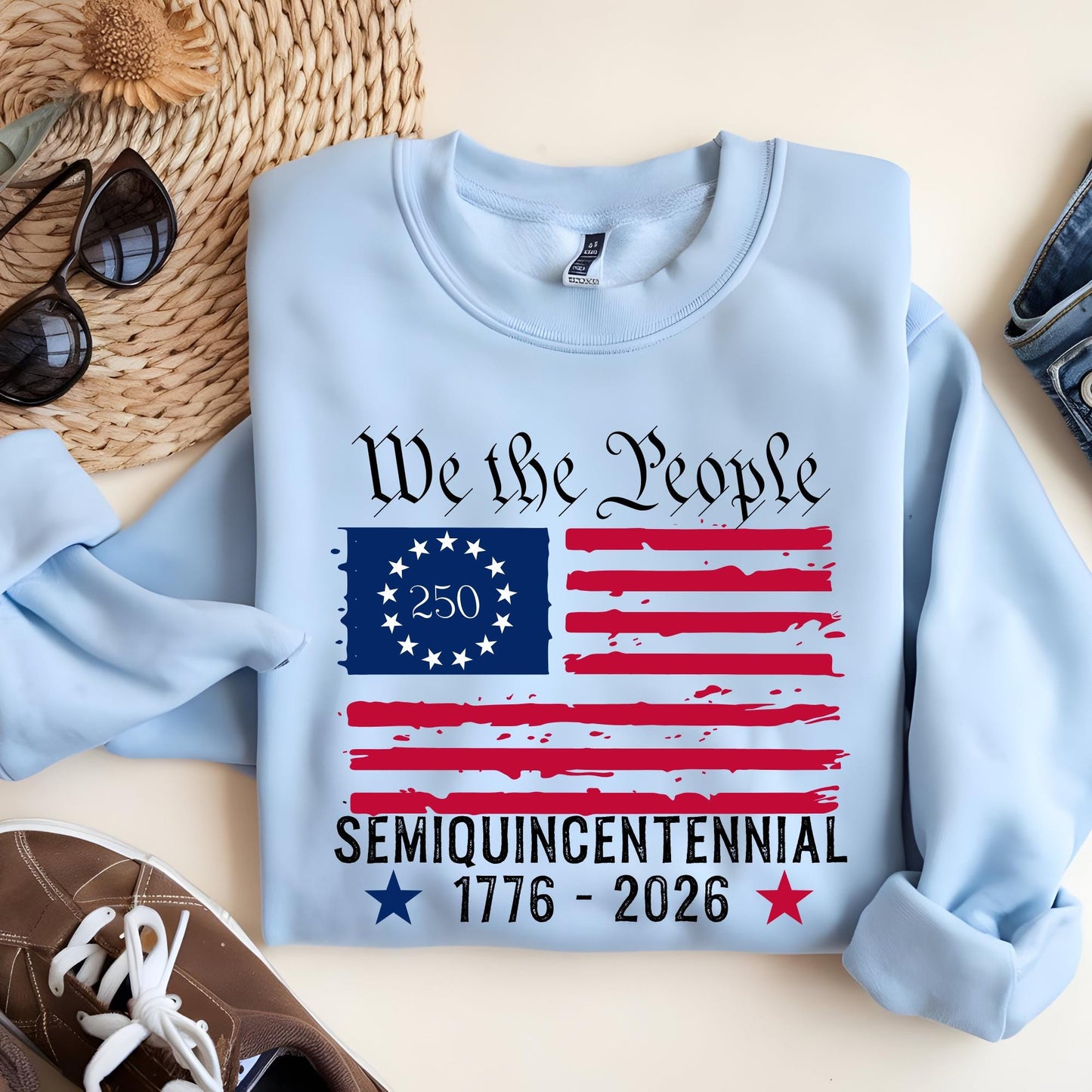 250th America Anniversary Sweatshirt, US 250 Years Sweat, We The People Shirt, Vintage Independence Day Hoodie, Patriotic Tee with USA Flag