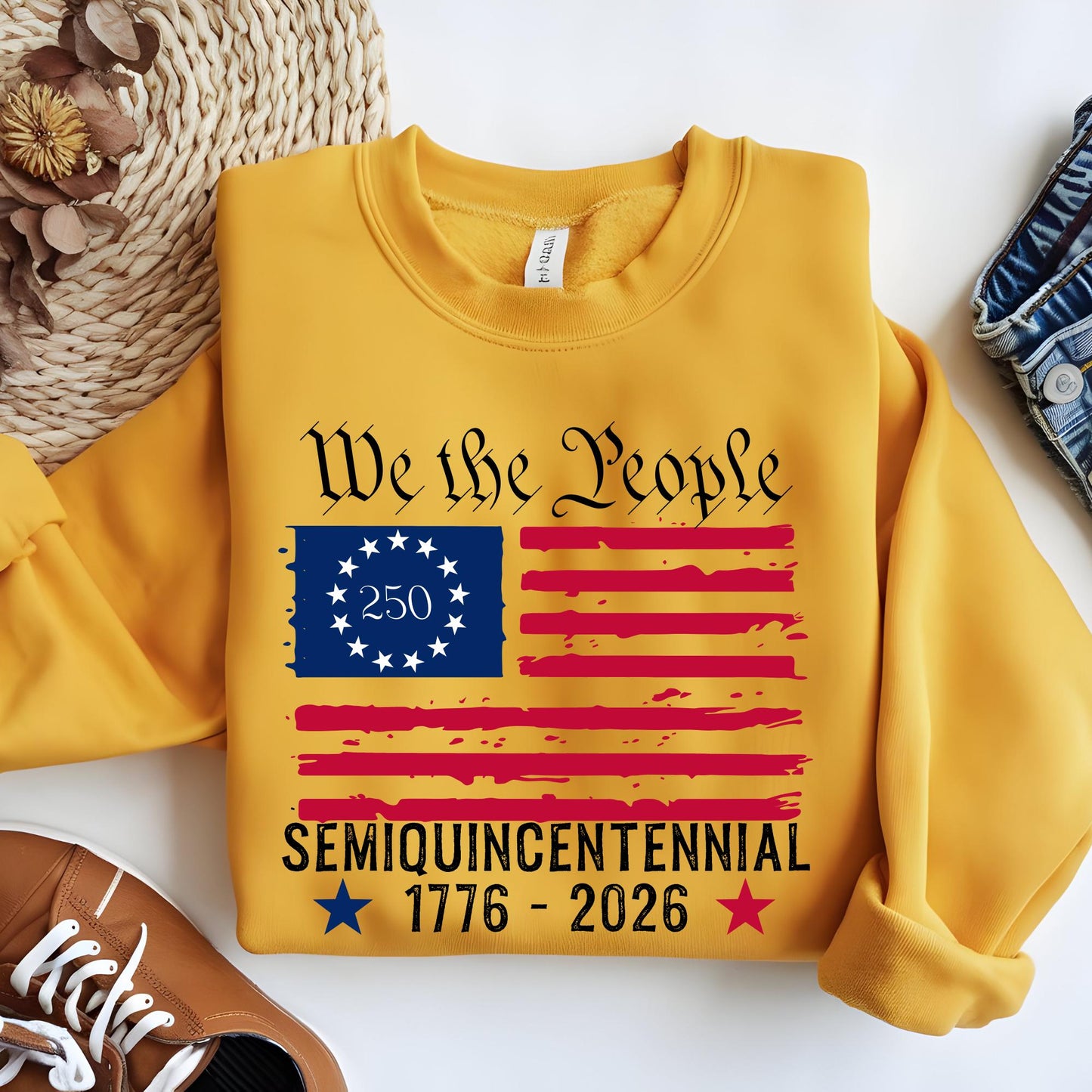 250th America Anniversary Sweatshirt, US 250 Years Sweat, We The People Shirt, Vintage Independence Day Hoodie, Patriotic Tee with USA Flag