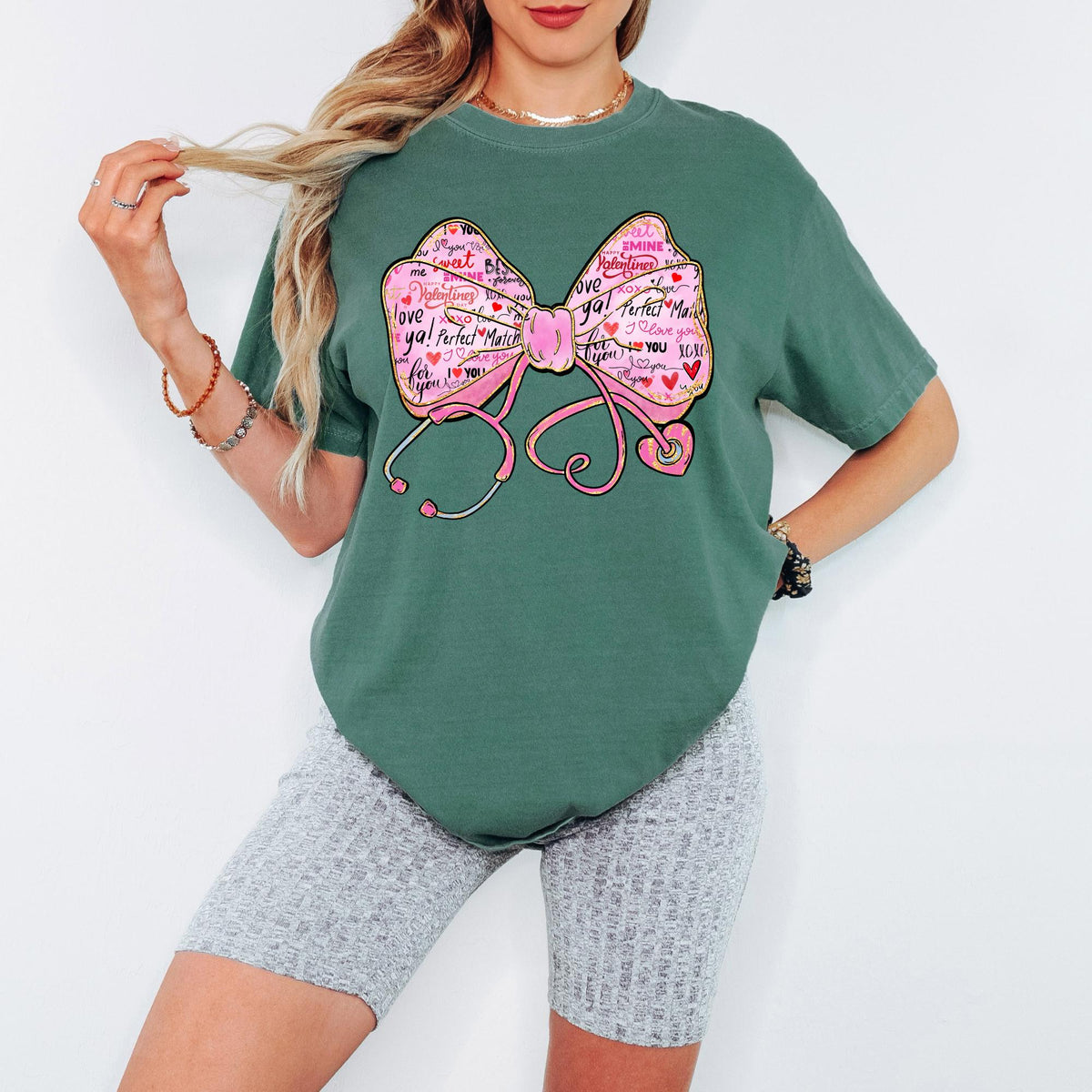Comfort Colors®  Nurse Valentine’s Day Shirt, Coquette Stethoscope Bow Design, Cute ICU Nurse Valentine Gift, Nurse T shirt