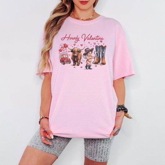 Comfort Colors®  Howdy Valentine Shirt, Western Valentine Cowgirl Tee, Cute Cowboy Valentine Shirt, Valentine’s Day Gift