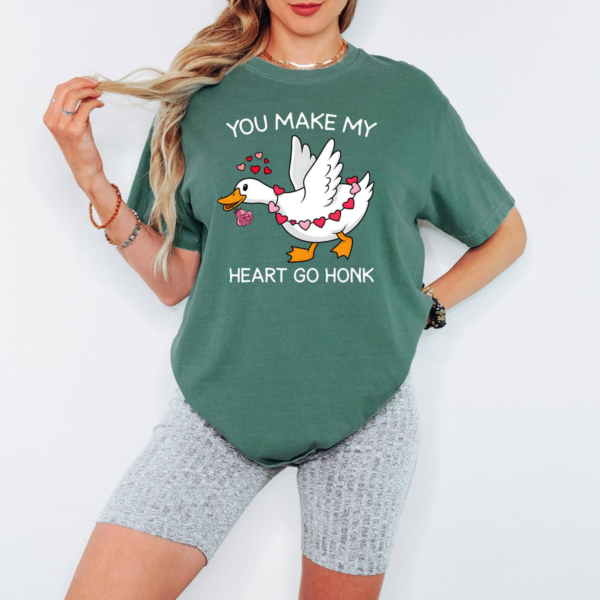 Comfort Colors® Valentine Goose Shirt, You Make My Heart Go Honk, Funny Romantic Goose Lover Gift, Cute Valentine Shirt