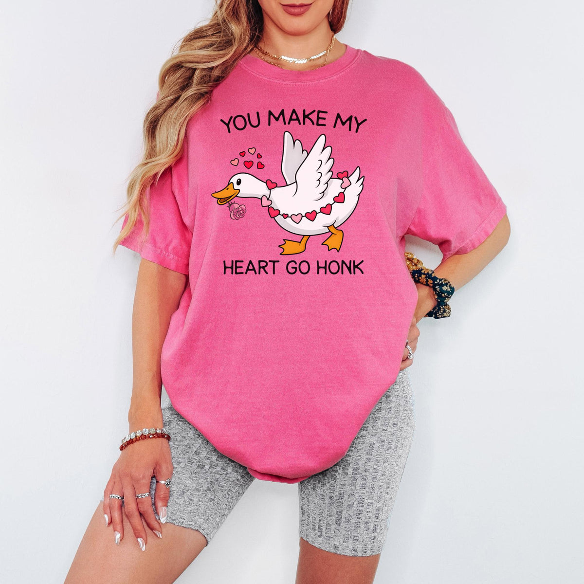 Comfort Colors® Valentine Goose Shirt, You Make My Heart Go Honk, Funny Romantic Goose Lover Gift, Cute Valentine Shirt