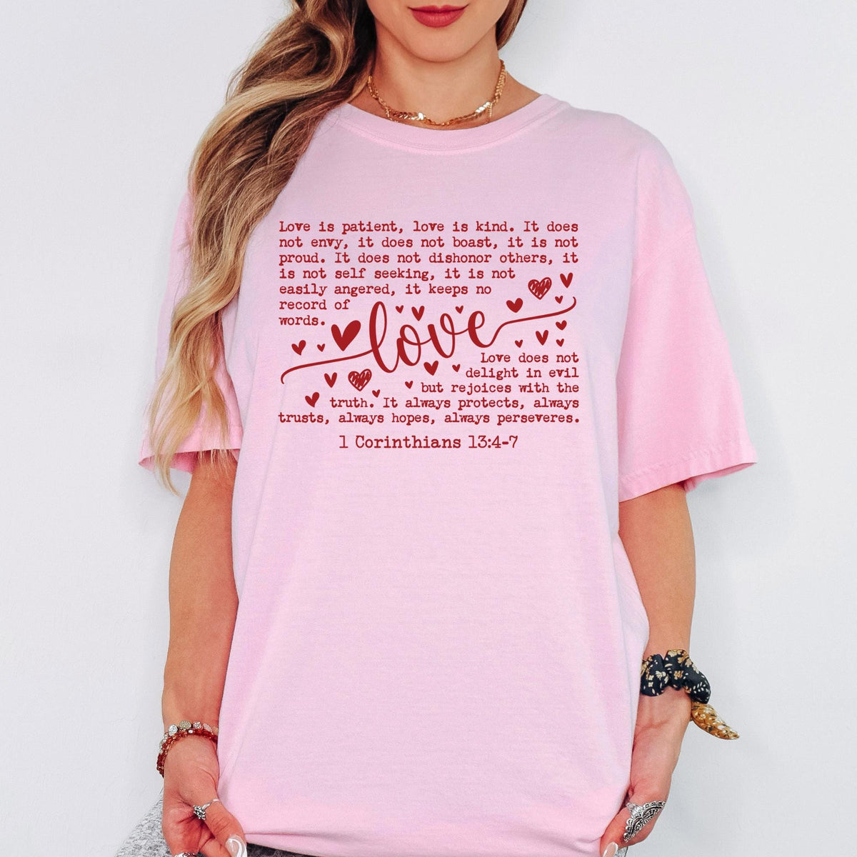 Comfort Colors® Christian Valentine Shirt, Love 1 Corinthians Graphic Tee, Vintage Heart Faith Design, Valentine Gift for Her