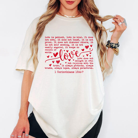 Comfort Colors® Christian Valentine Shirt, Love 1 Corinthians Graphic Tee, Vintage Heart Faith Design, Valentine Gift for Her