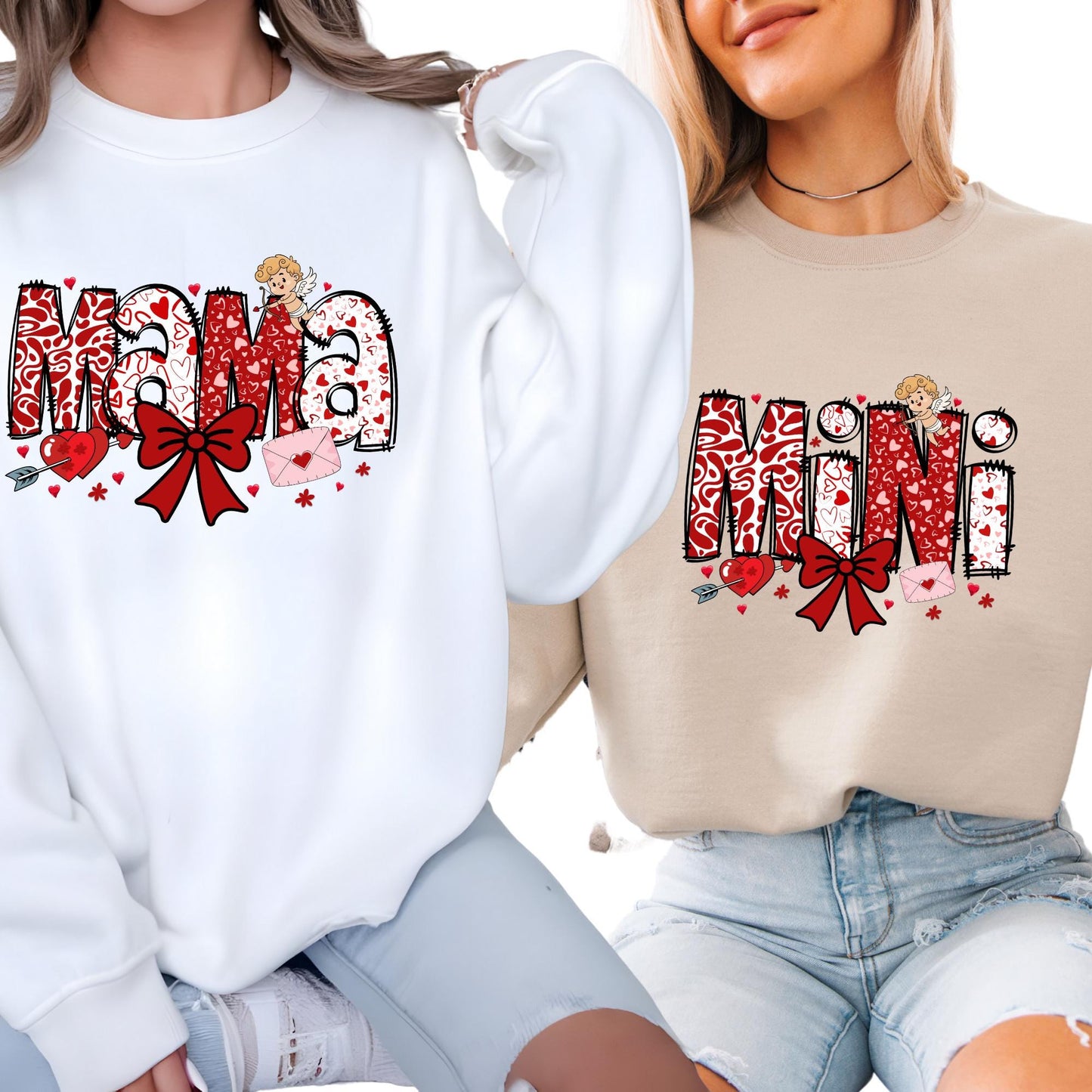 Mama and Mini Sweatshirt Matching Mom Daughter Outfit Valentines Day Gift for Wife New Mom Gift Coquette Gigi Sweatshirts